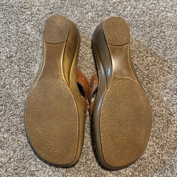 Spring Step Leather Sand Dollar Slide Sandals Brown Comfort Coastal Boho Sz 9.5 - Picture 6 of 12